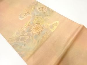 相良刺繍霞に菊模様袋帯